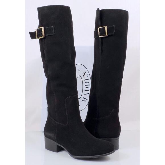 Steve Madden Loren Riding Knee High Boots Suede Black Size 6 - Picture 2 of 8